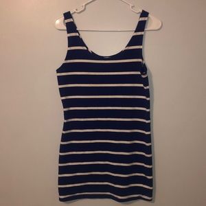 blue and white striped tank dress